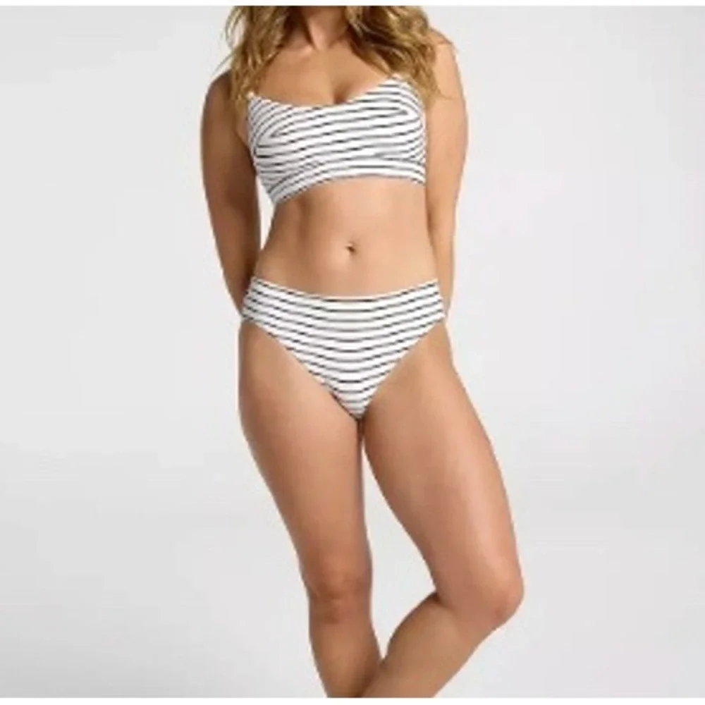 CALIA Womens Core Mid Rise Swim Bottom Navy‎ White Stripe Swim Size XL NWT